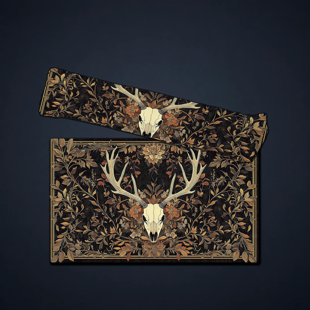 MTG/TCG Playmat — Gothic Botanical Deer Skull