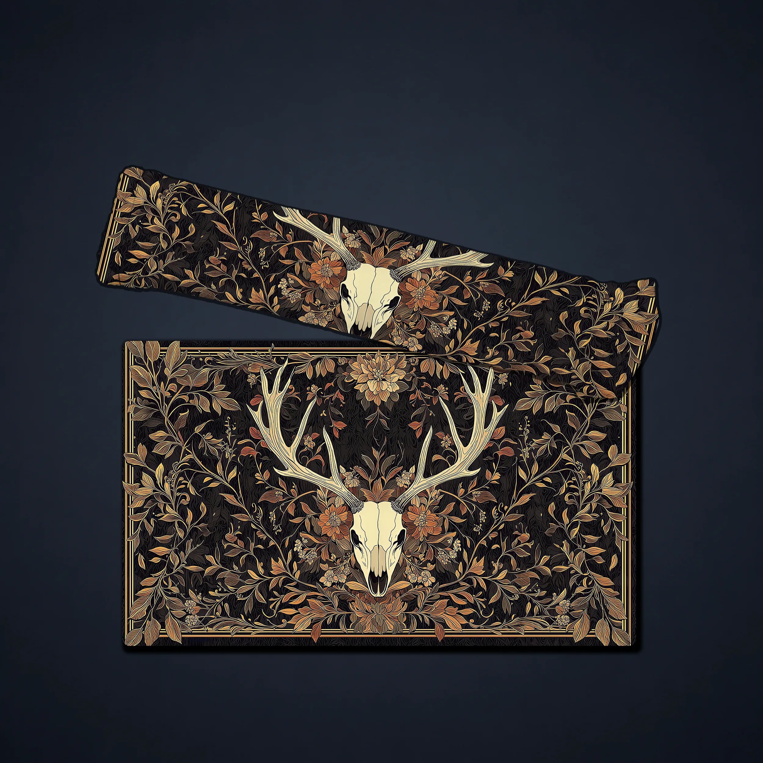 MTG/TCG Playmat — Gothic Botanical Deer Skull