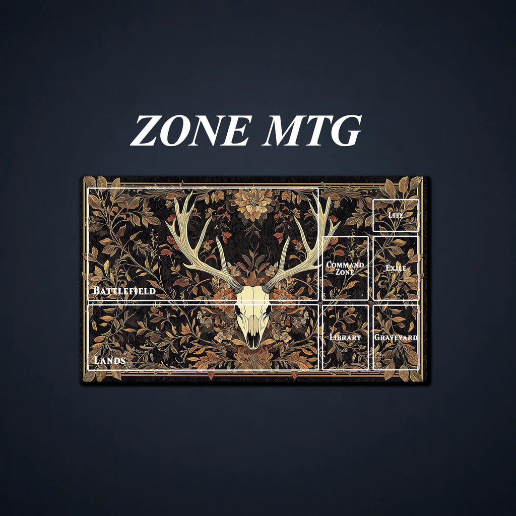 MTG/TCG Playmat — Gothic Botanical Deer Skull