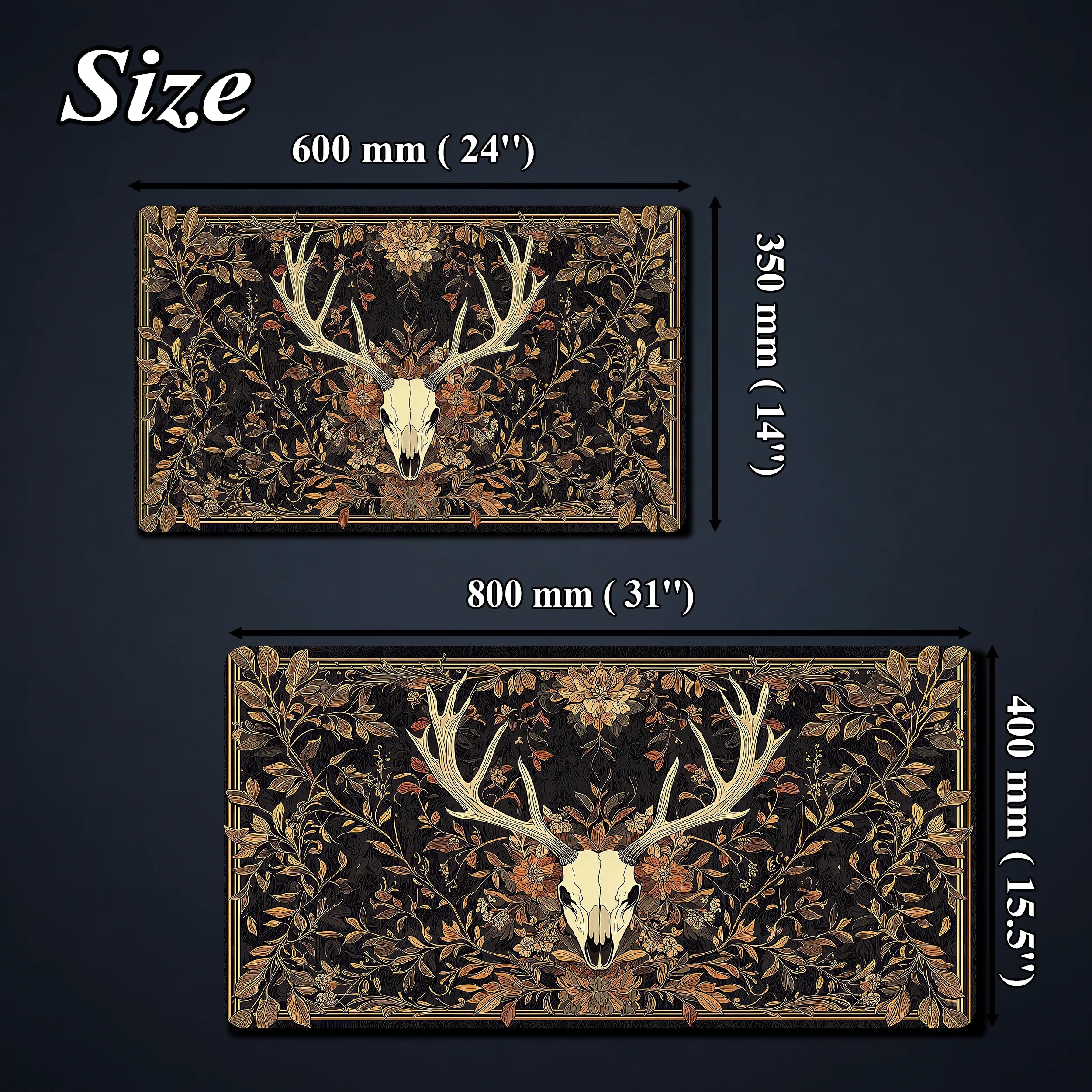 MTG/TCG Playmat — Gothic Botanical Deer Skull