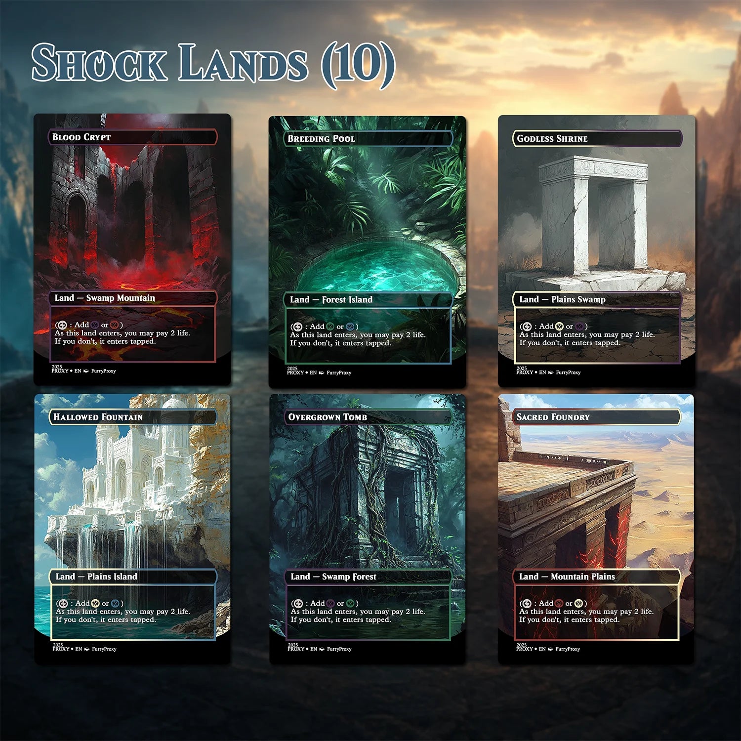 55-Card Land Proxy Bundle – Shock, Dual, Fetch, Triome & Bond Lands