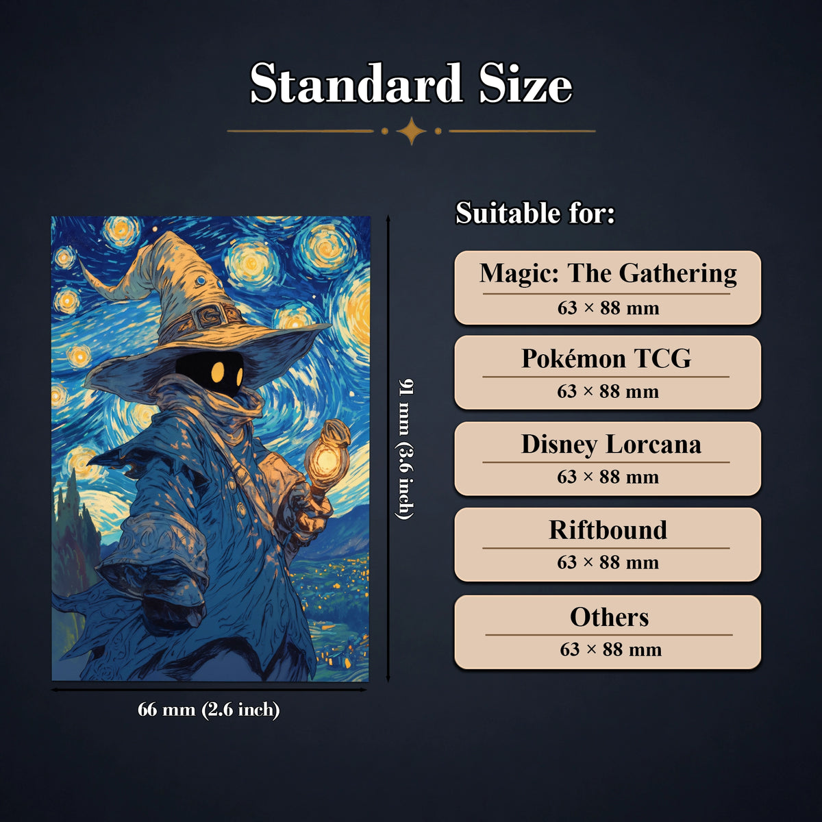 Matte Art Card Sleeves — Starry Night Black Mage