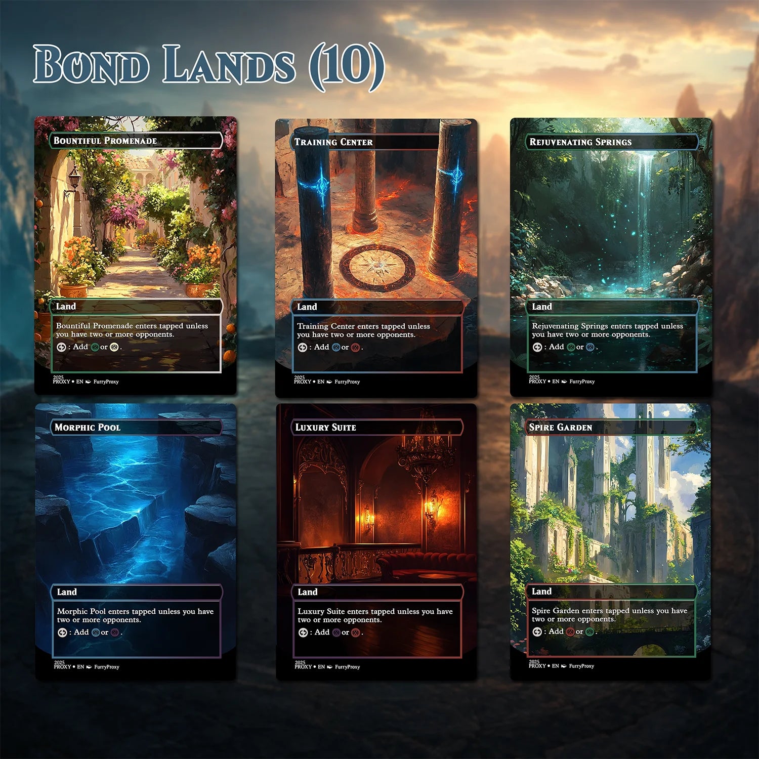 55-Card Land Proxy Bundle – Shock, Dual, Fetch, Triome & Bond Lands