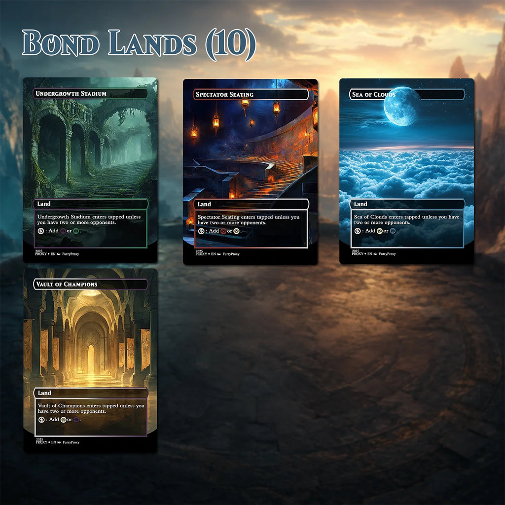 55-Card Land Proxy Bundle – Shock, Dual, Fetch, Triome & Bond Lands