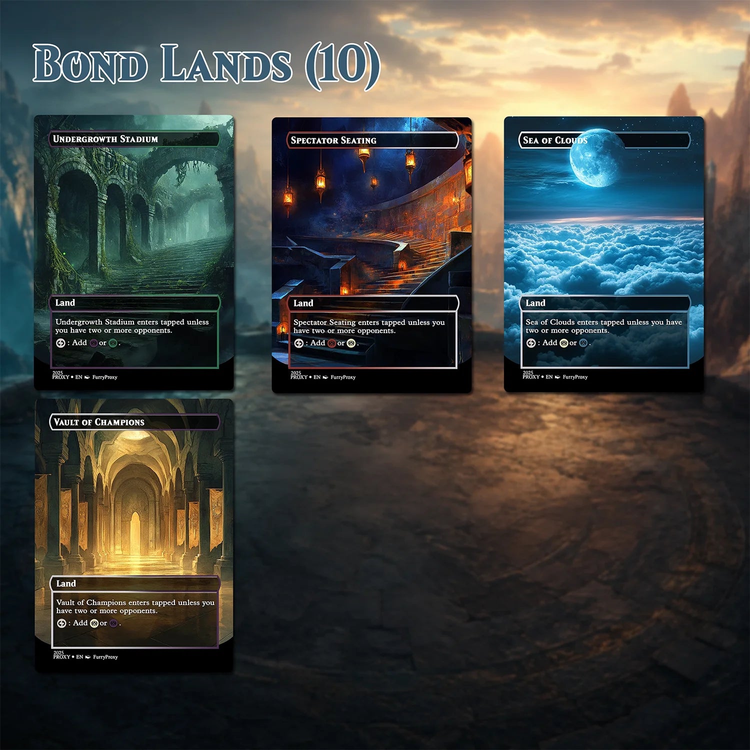 55-Card Land Proxy Bundle – Shock, Dual, Fetch, Triome & Bond Lands