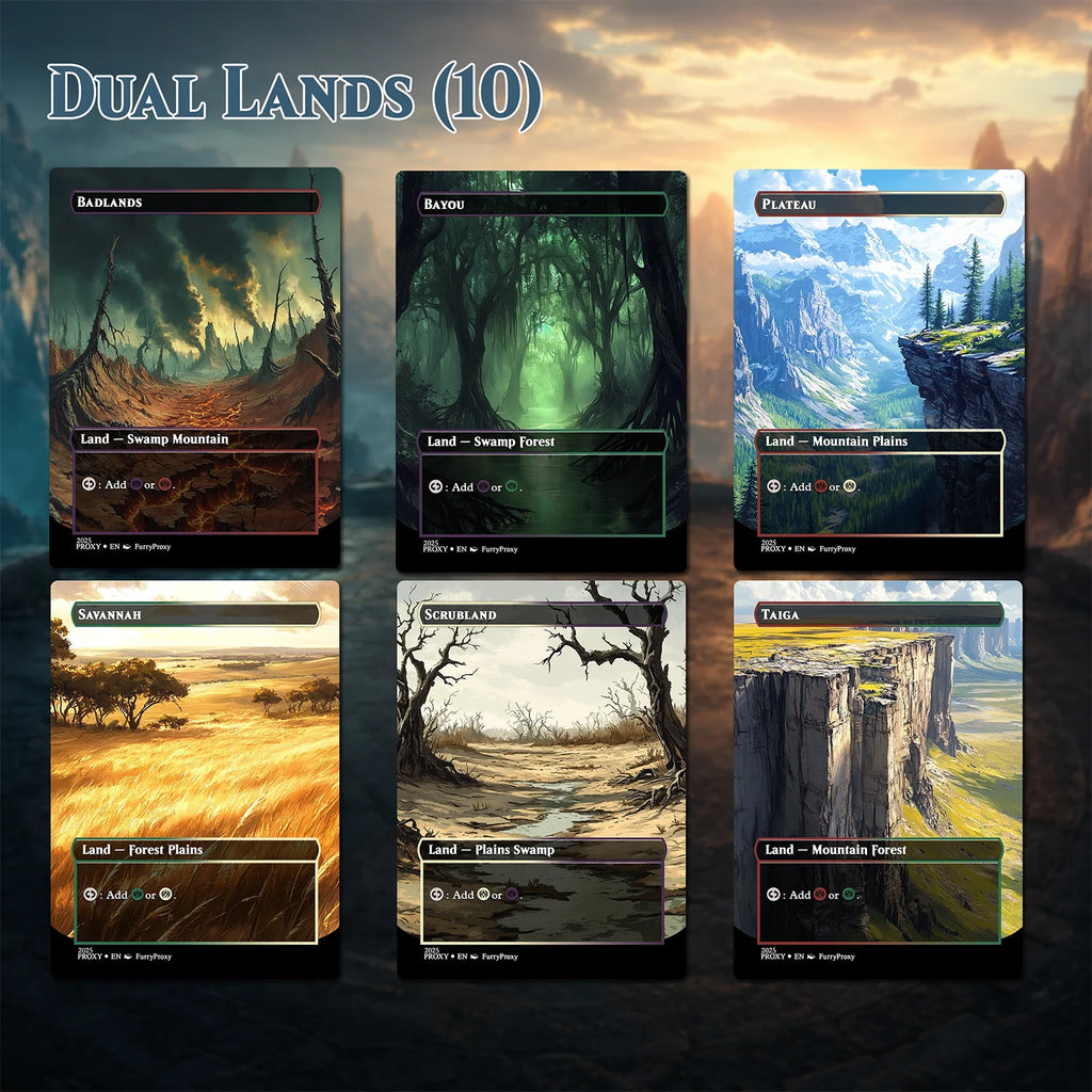 55-Card Land Proxy Bundle – Shock, Dual, Fetch, Triome & Bond Lands
