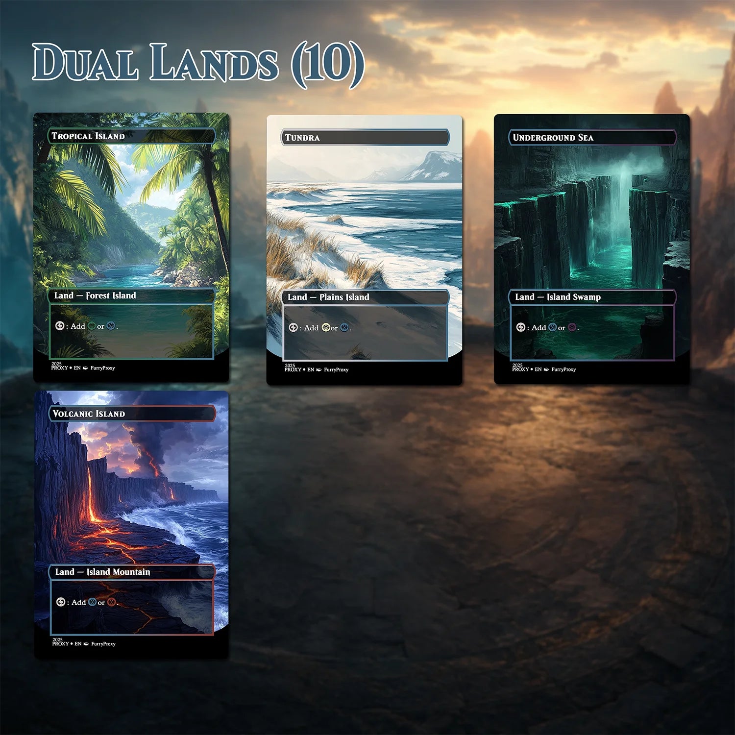 55-Card Land Proxy Bundle – Shock, Dual, Fetch, Triome & Bond Lands
