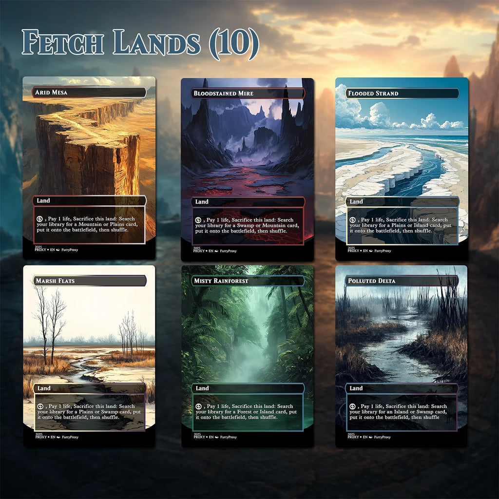 55-Card Land Proxy Bundle – Shock, Dual, Fetch, Triome & Bond Lands