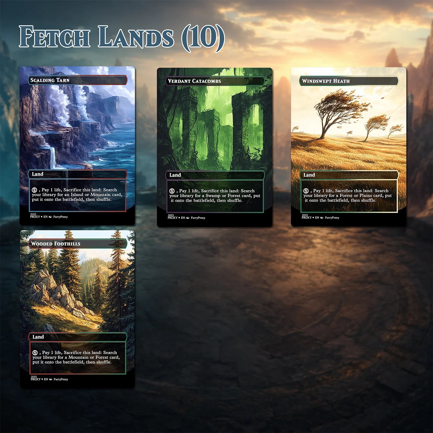 55-Card Land Proxy Bundle – Shock, Dual, Fetch, Triome & Bond Lands