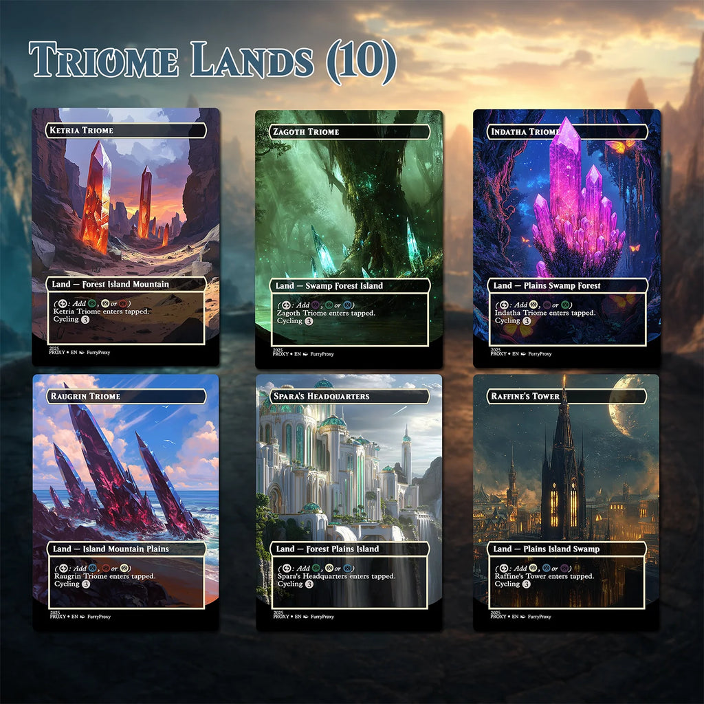 55-Card Land Proxy Bundle – Shock, Dual, Fetch, Triome & Bond Lands