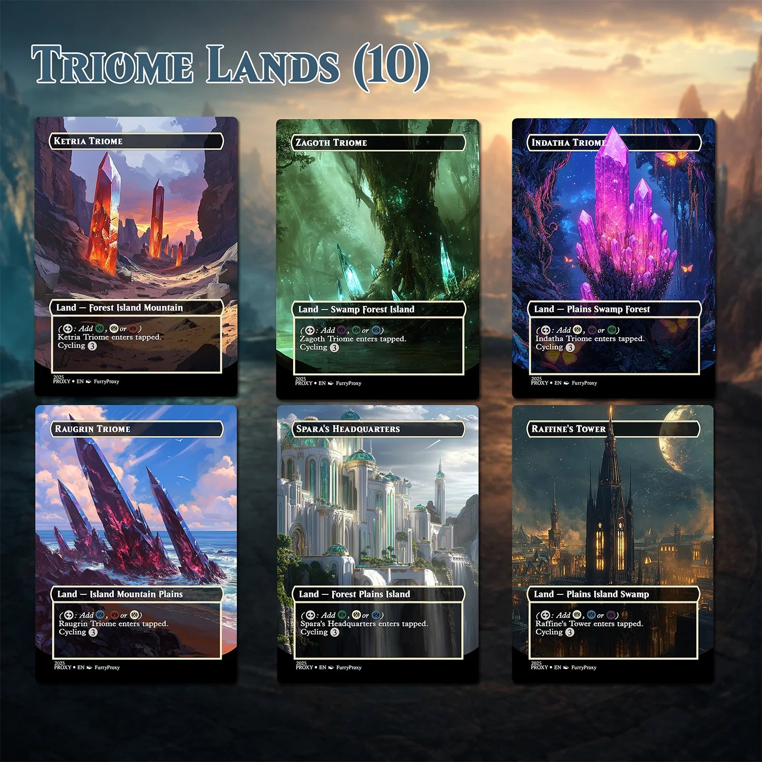 55-Card Land Proxy Bundle – Shock, Dual, Fetch, Triome & Bond Lands