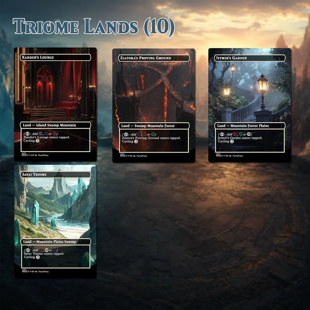 55-Card Land Proxy Bundle – Shock, Dual, Fetch, Triome & Bond Lands