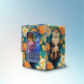 Commander deck box with side display window, teal floral pattern, cute otter artwork, PU leather diamond texture, and magnetic closure
