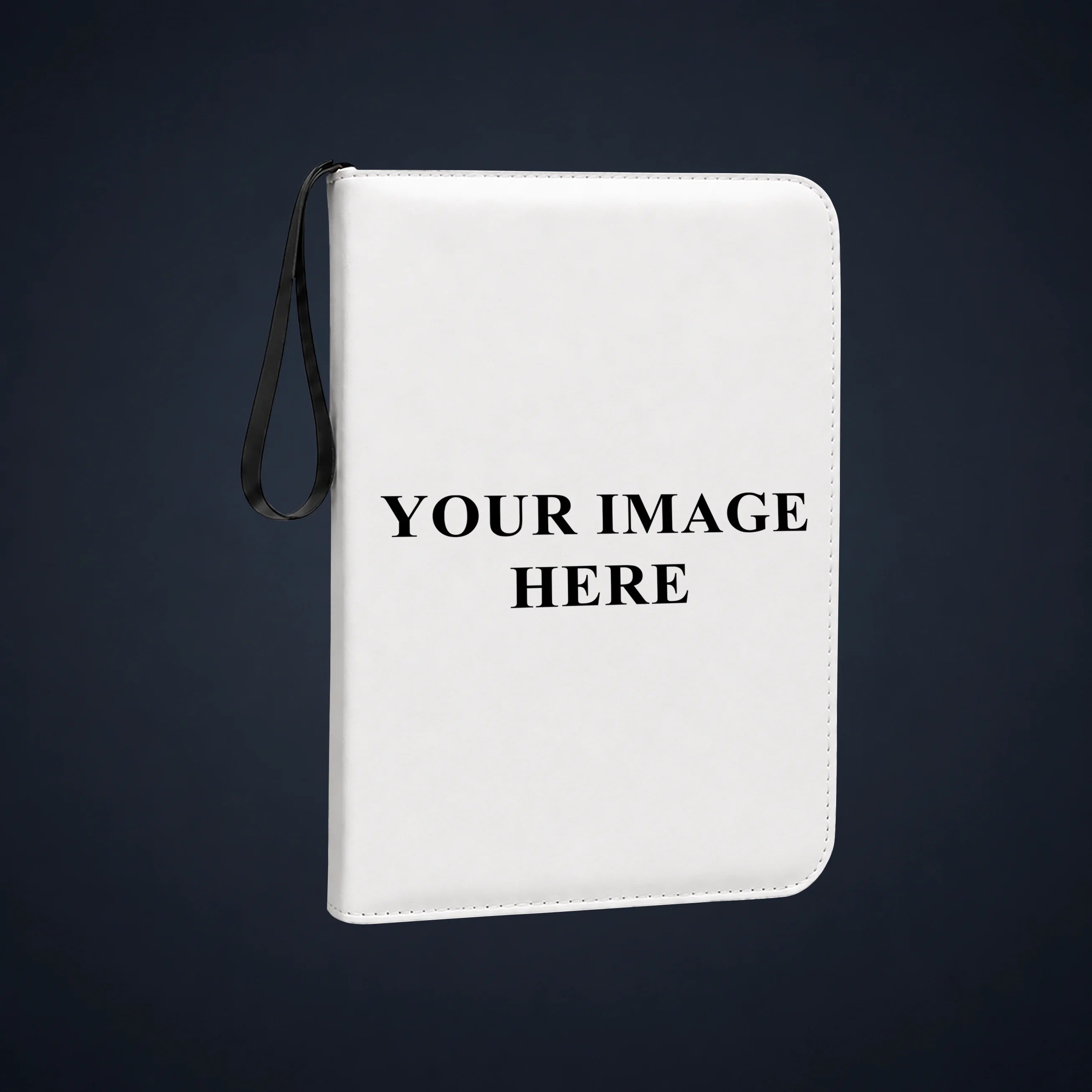 White custom binder with a printable PU leather cover and zipper closure