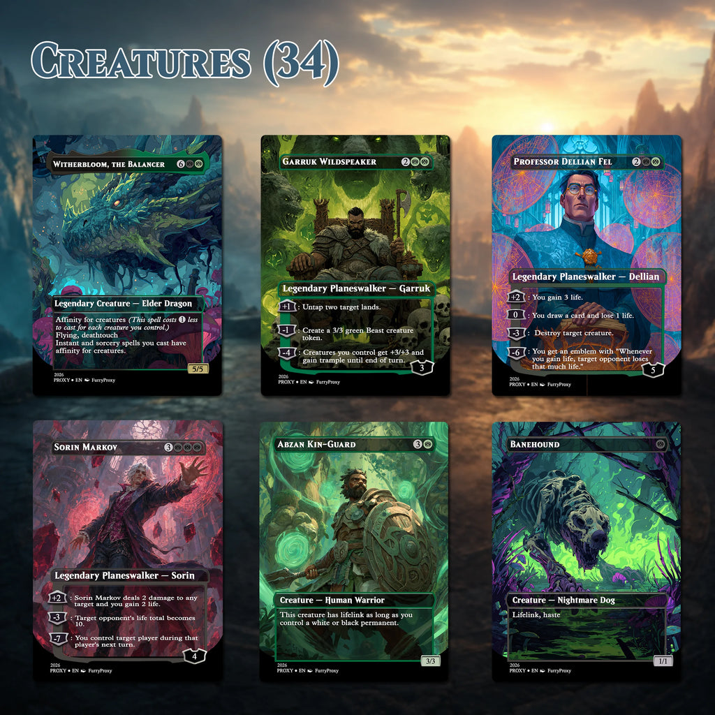 Custom Proxy Commander Deck – Witherbloom Black Green Deck