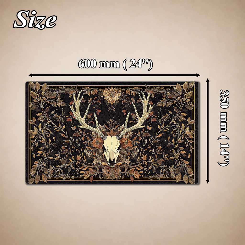 MTG/TCG Playmat — Gothic Botanical Deer Skull