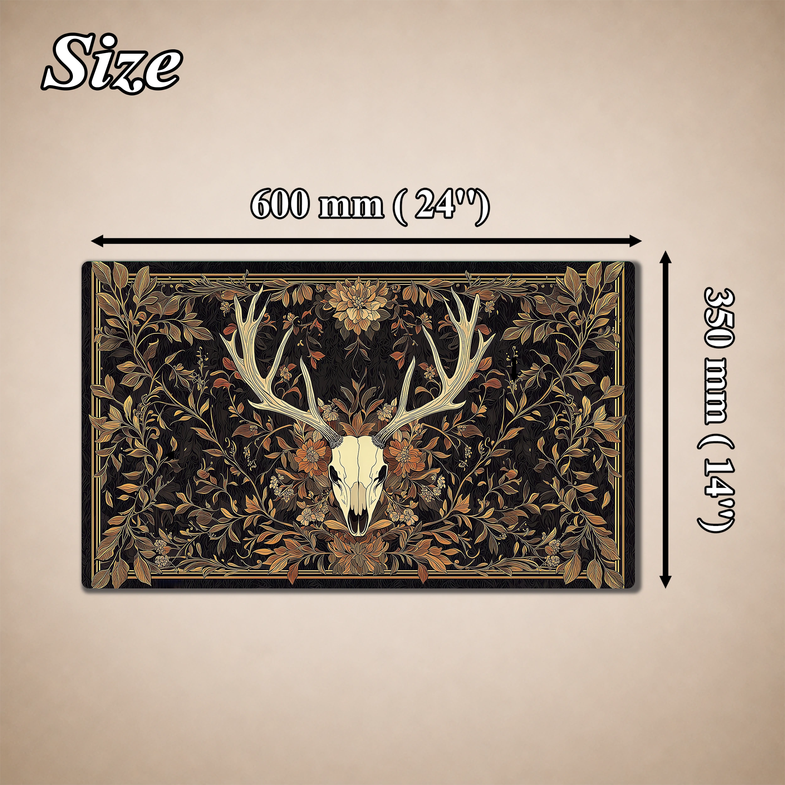 MTG/TCG Playmat — Gothic Botanical Deer Skull